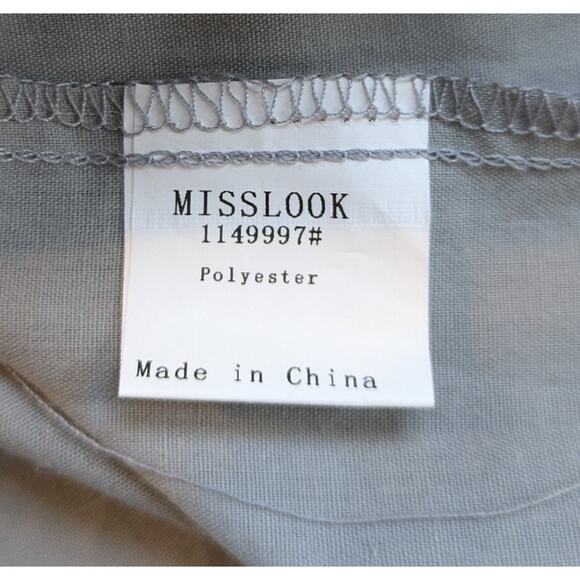 Misslook Tunic Top 3X Gray White Floral V-Neck Short Half Sleeve Lightweight - Picture 9 of 10